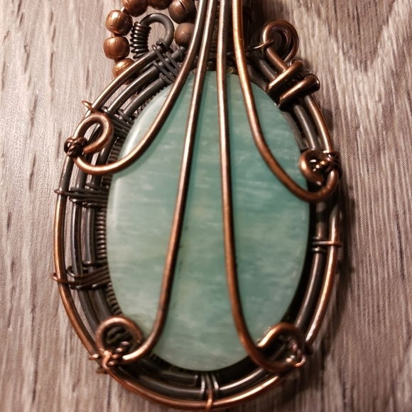 765- Amazonite Pendant Necklace Handmade NWT - Picture 5 of 8